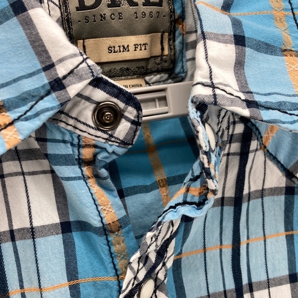 BKE Pearl Snap Slim Fit Western Rodeo Plaid Short sleeve jaripeo modern cowboy - Picture 3 of 8